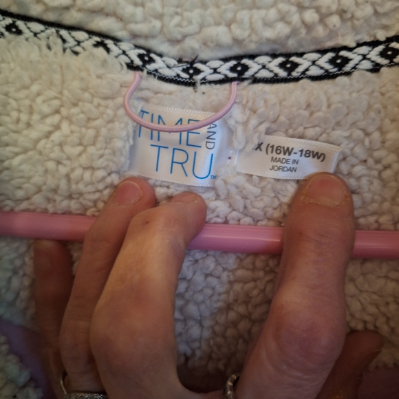 Women's Time & Tru Pinkish Lilac Fleece Teddy Pullover 3/4 Zip Sz 1X - Picture 4 of 12